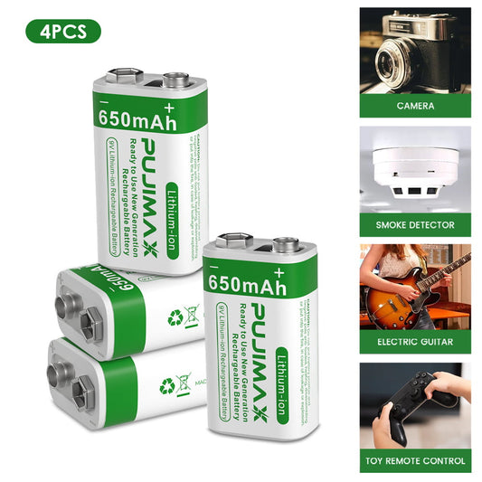 9 Volts Rechargeable Batteries ,DFITO 650mAh Battery,4-Pack