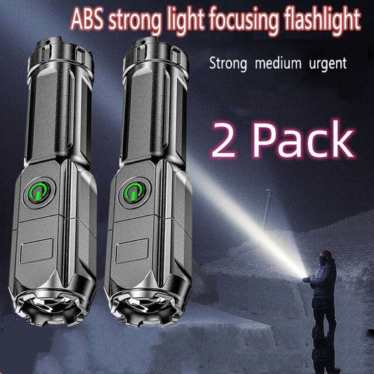 2 Pack Super Bright USB Led Flashlight Rechargeable Zoomable Flashlights Lightweight 3 Modes Portable Pocket Flash Light