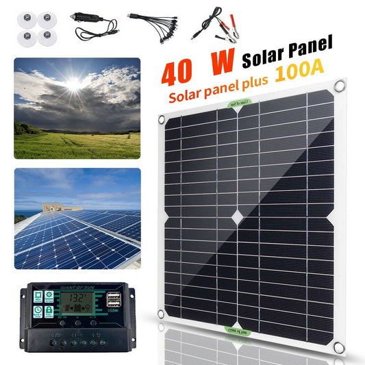 40W Solar Panel Kit,DFITO 100A 12V Battery Charger with Controller for Car RV Boat Home Roof Van Camping