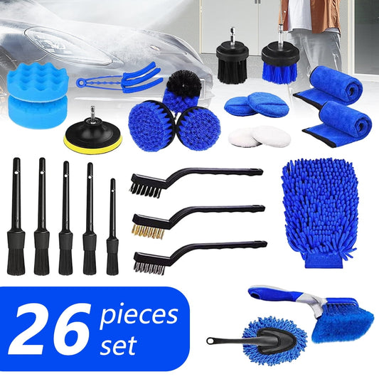 26Pcs Car Cleaning Kit,DFITO Car Detailing Kit Interior and Exterior Cleaner, Professional Detailing Brush Set