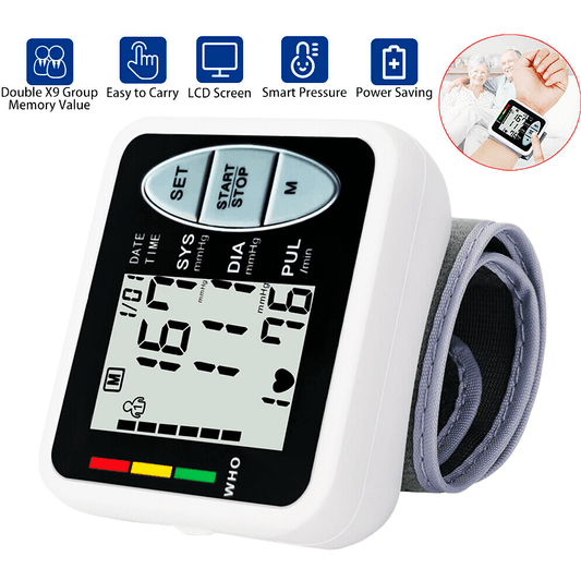Blood Pressure Machine, DFITO Blood Pressure Monitors with Large Backlight Lcd Display, 2 Users and 99 Memories, Adjustable Blood Pressure Cuff for Wrist, Suitable for Senior/Adult/Teen Home Use