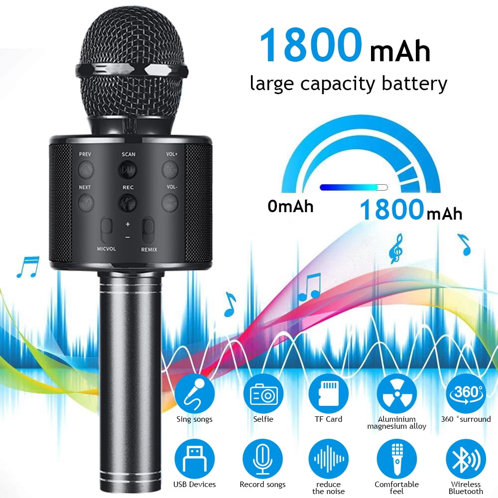 Zengest Wireless Bluetooth Karaoke Microphone, 3-in-1 Portable Handheld Mic Speaker for All Smartphones,Gifts for Girls Kids Adults All Age(Gold)