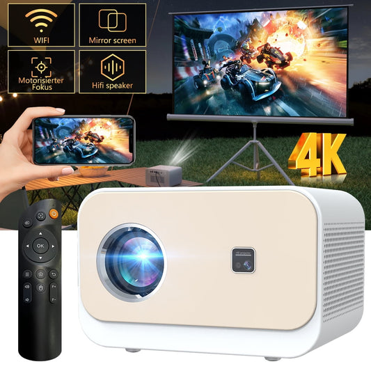 Android 9 Mini Projector, DFITO 4K 1080P Full HD Portable Projector, Outdoor Projector Compatible with Phone/TV Stick/Laptop