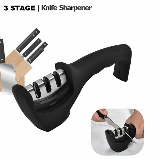 DFITO Knife Sharpener Kitchen Helper Sharpening Tool System 3-Stage Professional Ceramic Tungsten for Blunt Knives Resharpening