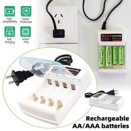 DFITO 4 Slots 1.5V A?A/A?AA Rechargeable Battery Charger Smart Charger Cable