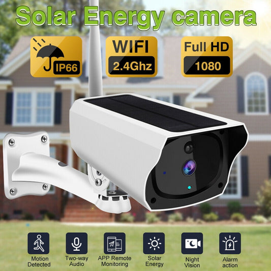 Wireless Solar WiFi IP Camera 1080P HD Security Night Vision Home Security Surveillance Audio CCTV Outdoor,2K Night Vision, 2-Way Talk,App Remote,WiFi Camera