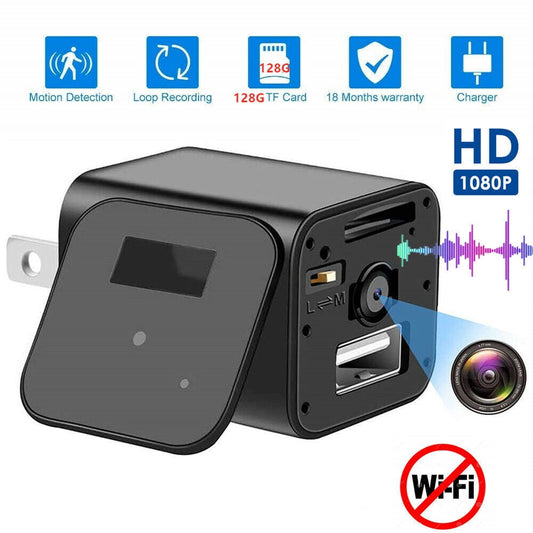 Home Camera with HD 1080P Video/Audio,DFITO WIFI Wireless Mini Camera Small USB Charger Camera for Home Security Motion Detection(with 32GB SD Card)