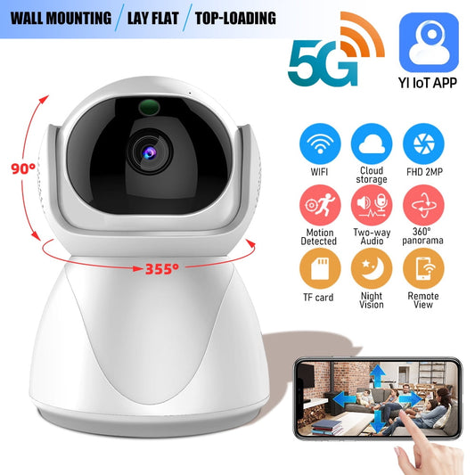 Pan/Tilt Security Camera for Baby Monitor,DFITO 5G Pet Camera w/ Motion Detection, 1080P, 2-Way Audio, Night Vision, Cloud & SD Card Storage