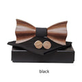 Men's Wooden Bow Tie Handkerchief Cufflinks Set
