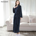 Horseem On Sale Lovers Thick Warm Winter Bathrobe Men Soft as Silk Extra Long Kimono Bath Robe Male Dressing Gown for Mens Flannel Robes