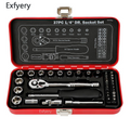 Exfyery 37PC 1/4" Sokcet Set Tool Set Home Repair Tools Metal Box Ratchet Torque Wrench