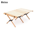 Bicico 120cm Outdoor camping wooden wood portable egg roll folding table