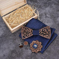 Men's Paisley Wooden Bow Tie Handkerchief Set