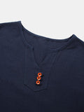 Men's Casual Button V-neck Short Sleeve T-shirt