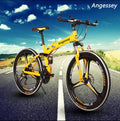 Angessey Folding Road Bicycle Mountain Bike 21 24 27 Speeds One Wheel Double Disc Brake Bike 26 Inch Mountain Bike