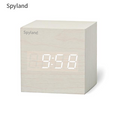 Spyland New Qualified Digital Wooden LED Alarm Clock Wood Retro Glow Clock Desktop Table Decor Voice Control Snooze Function Desk Tools