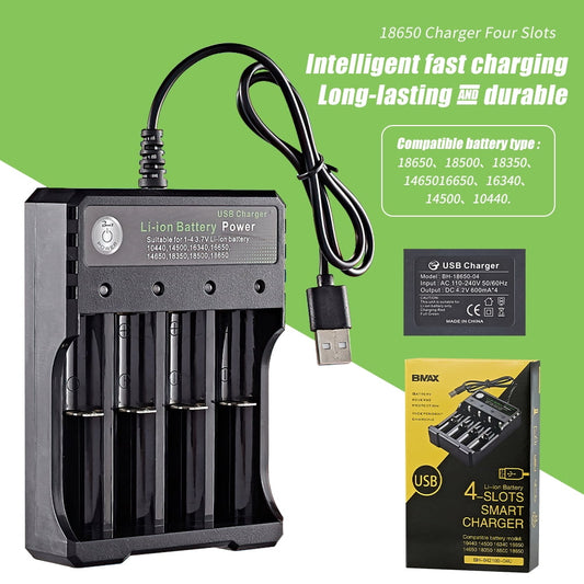 Zengest 4 Slots 3.7V Li-ion Rechargeable Battery Charger Smart Charger Cable