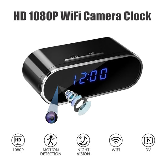 DFITO Camera Clock, HD 1080P WiFi Camera Clock with Night Vision and Motion Detective, Monitor Video Recorder Nanny Cam for Home Office Security