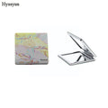 Hyssyun 6*6cm Square Double Sided Stainless Steel Cute Small Folding Portable Personalized Compact Mirror