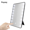 Poyazy Personal Compact Mirrors Makeup Mirror with 8/16 LEDs Cosmetic Mirror with Touch Dimmer Switch Battery Operated Stand for Tabletop Bathroom Travel