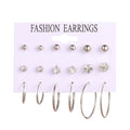 EN 12 Pairs Flower Women'S Earrings Set Pearl Crystal Stud Earrings Boho Geometric Tassel Earrings For Women 2020 Jewelry Gift