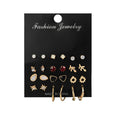 12 Pairs/Set Women's Earrings Set Pearl Earrings For Women Bohemian Fashion Jewelry 2020 Geometric Crystal Heart Stud Earrings